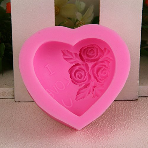 JUNGEN Molde de Silicona en Forma de Rose Corazón Moldes de Azúcar Jalea Chocolate Fondant Molde de Bricolaje Artesanal Molde