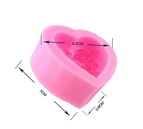 JUNGEN Molde de Silicona en Forma de Rose Corazón Moldes de Azúcar Jalea Chocolate Fondant Molde de Bricolaje Artesanal Molde