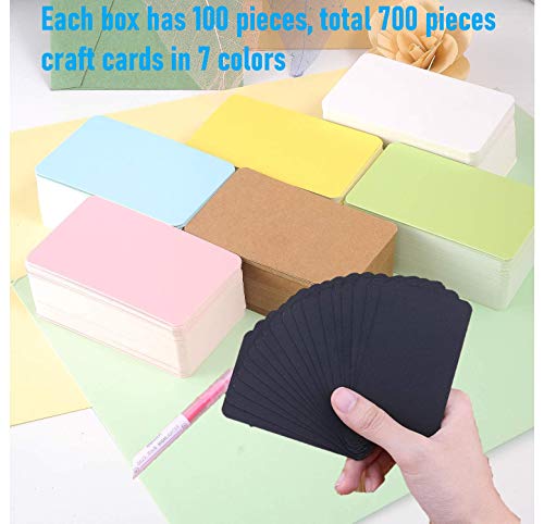 KAHEIGN 700 Piezas Tarjetas De Papel Kraft, 7 Colores Tarjeta De Mensaje Kraft En Blanco Cartas De Negocios Tarjeta De Vocabulario Fichas Tarjetas De Etiquetas De Regalo De Bricolaje