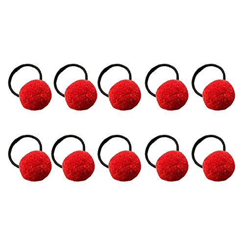 Kanggest 10 Piezas Niña Gomas de Pelo Bola de Azúcar sin Metal Suave Elástica Goma de Pelo Para Chica Adornos de Pelo Accesorios, Rojo