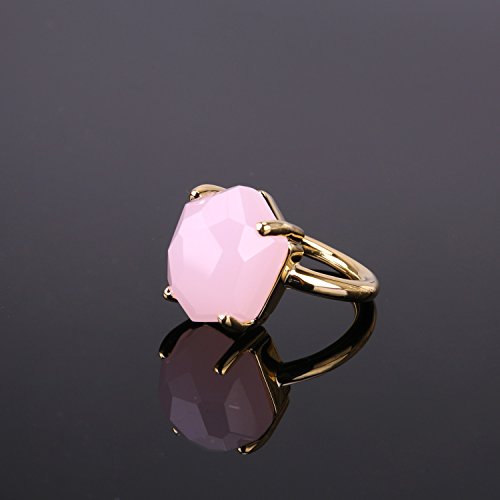 KELITCH Mujeres 18k Chapado en Oro Caramelo Rosado Cristal Piedra Preciosa Anillo - Tama?o (USA) 7 / (ES) 14, 15