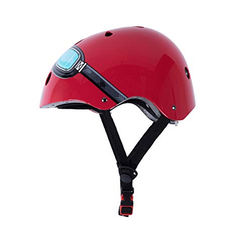 KIDDIMOTO Casco Bicicleta Completamente Ajustabl - Bici Casco para Infantil y Niños para Patinete, Ciclismo, Scooter, Bicicleta de Equilibrio y Monopatin - Gafas Rojas - S (48-53cm)