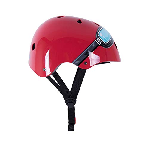 KIDDIMOTO Casco Bicicleta Completamente Ajustabl - Bici Casco para Infantil y Niños para Patinete, Ciclismo, Scooter, Bicicleta de Equilibrio y Monopatin - Gafas Rojas - S (48-53cm)