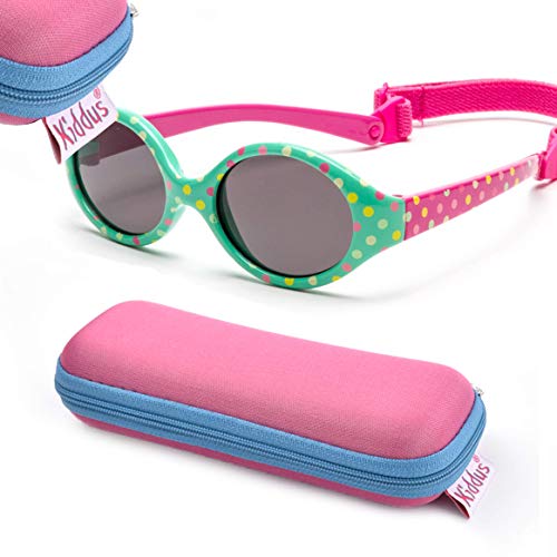 Kiddus Gafas de sol POLARIZADAS bebe para niños y niñas a partir de 6 meses. SUPER FLEXIBLES. Protección solar UV400. Seguras, confortables, muy resistentes. Con ESTUCHE protector. Baby Comfort