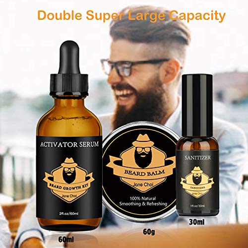 Kit Crecimiento de Barba, Rodillo Derma + Aceite de Suero para Crecimiento Barba+Bálsamo Barba+Peine+Tijeras, Kit Cuidado Barba Estimular Crecimiento De Vello Facial Perfecto Para Hombres Padre Novio