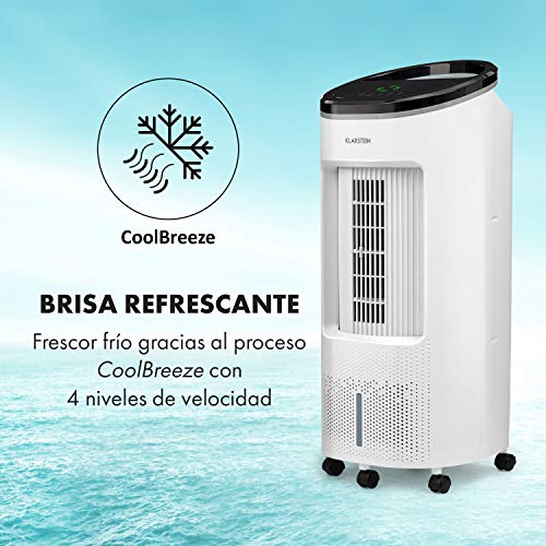 Klarstein IceWind Plus – 4 en 1: enfriador de aire, ventilador, humidificador de aire, limpiador de aire, caudal de 330 m³/h, 49 W, función NatureWind: 4 niveles de intensidad, 3 modos, blanco