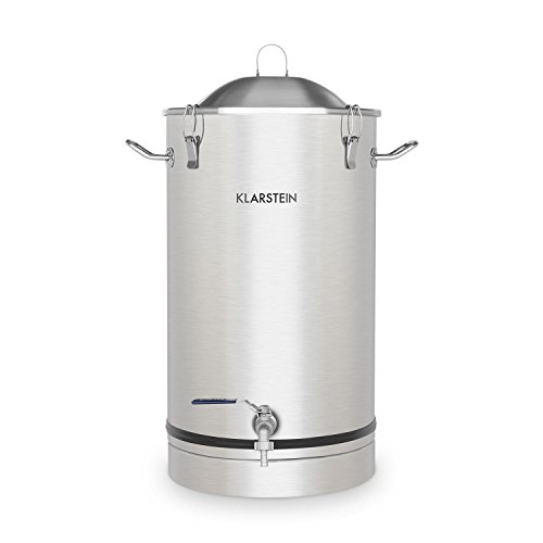 Klarstein Maischfest - Caldera de fermentación, Tanque de maceración, Apto para preparación de cerveza y vino, Volumen 30 L, Grifo de salida, Higiénico, Seguro, Hermético, Acero inoxidable