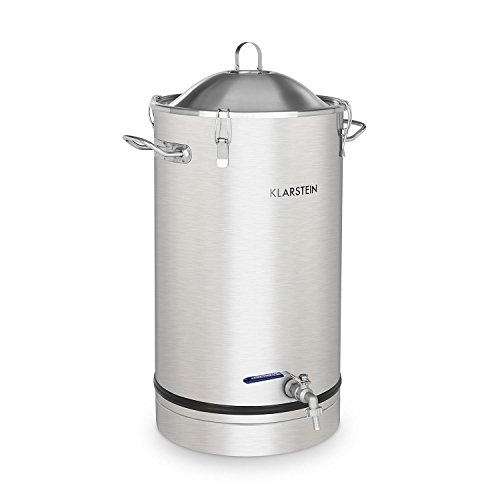 Klarstein Maischfest - Caldera de fermentación, Tanque de maceración, Apto para preparación de cerveza y vino, Volumen 30 L, Grifo de salida, Higiénico, Seguro, Hermético, Acero inoxidable