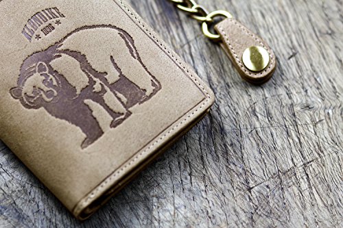 Klondike 1896 Cartera de Piel auténtica Wayne Bear con Cadena, Cartera de Piel, Stone - Limited Edition