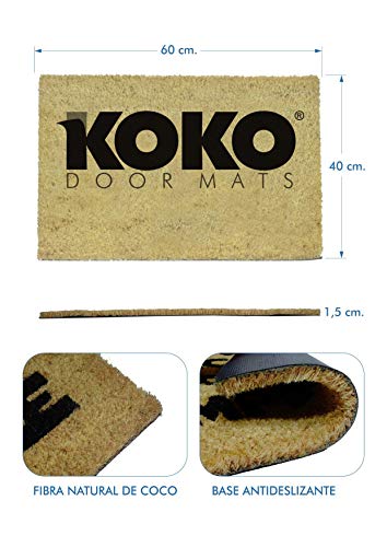 koko doormats Felpudo de Vino y Cerveza para Entrada de Casa Original y Divertido/Fibra Natural de Coco con Base de PVC, 40x60 cm (Bienvenido si traes Vino)