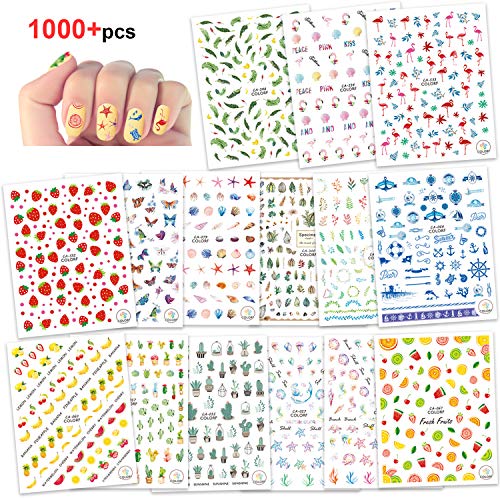 Konsait 1000+ Nail Art Stickers Uñas Decoración Pegatinas de arte- Flor Hojas Flamencos Fores Etiqueta Engomada Del Clavo Tatuaje Tatuajes de Uñas de Verano