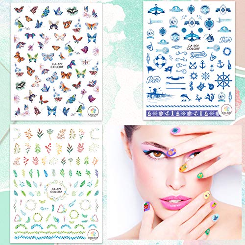 Konsait 1000+ Nail Art Stickers Uñas Decoración Pegatinas de arte- Flor Hojas Flamencos Fores Etiqueta Engomada Del Clavo Tatuaje Tatuajes de Uñas de Verano