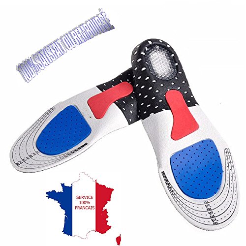 KWIM'S France® Suela/Plantillas running suave de gel con cojines integrados para zapatos deportivo - Amortiza los impactos y brinda un confort óptimo al espolón calcáneo (EU [40-44])