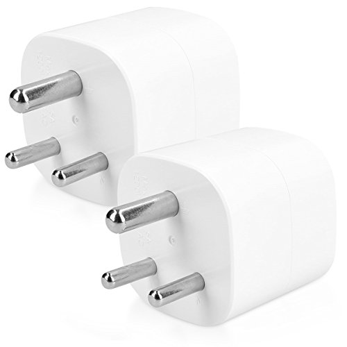 kwmobile 2X Adaptador de Viaje para India Tipo D - Adaptadores de Enchufe schuko - Conector para Nepal Sri Lanka Emiratos Árabes Unidos Eau - Blanco