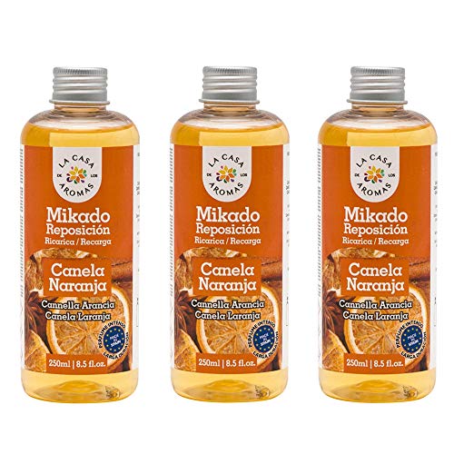 LA CASA DE LOS AROMAS Mikado Reposicion 250 Ml Sin Varillas (Canela Naranja, 3)