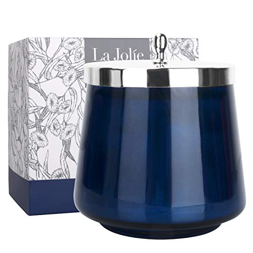 La Jolíe Muse Vela perfumada de eucalipto e Higo, Vela 100% Natural para el hogar, 65-75 Horas de duración, Tarro de Vidrio Ovalado, 350