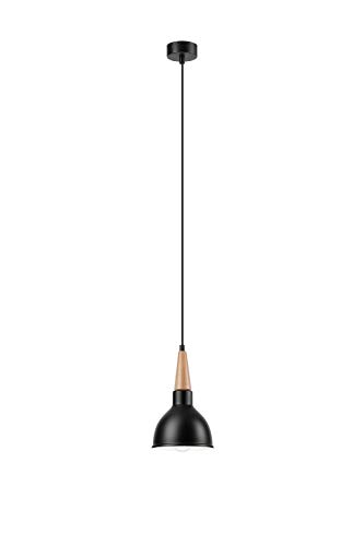 Lámpara de techo colgante negro metal madera Ø15 cm Escandinavia LAILA lámpara de techo de cocina comedor