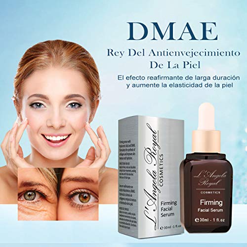 L'Angela Royal SERUM FIRMING, Serum Facial Reafirmante, Ácido Hialurónico, DMAE, Colágeno, Glucógeno Marino, Hidratación, Tratameiento Facial, Para Rostro, Cuello y Escote, 30ml