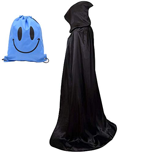 Largo Capa con Capucha, Unisex Adulto Disfraz de Halloween Fiesta Disfraces Vampiro Traje (M, Negro)