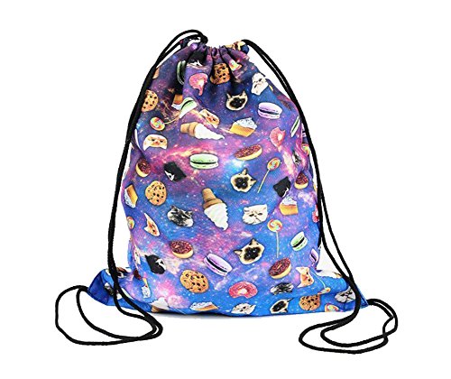 Leah's fashion Moda colorido Cute Happy Impreso en 3d Cordón Mochila (15 "* 11), food