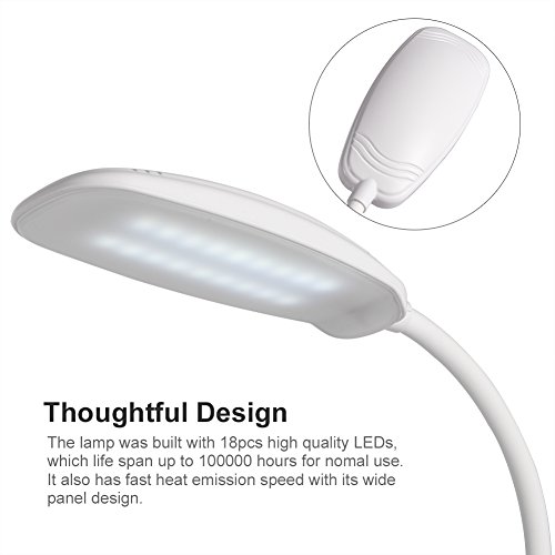 LEDGLE Lámpara Pinza, Lámpara Lectura, Luz de Lectura con Recargable Cable USB, Regulable de 8W Segura para la Vista, Cuello de Cisne Flexible para Lectores Noche, Ninos, Estudio, Cama, Viaje