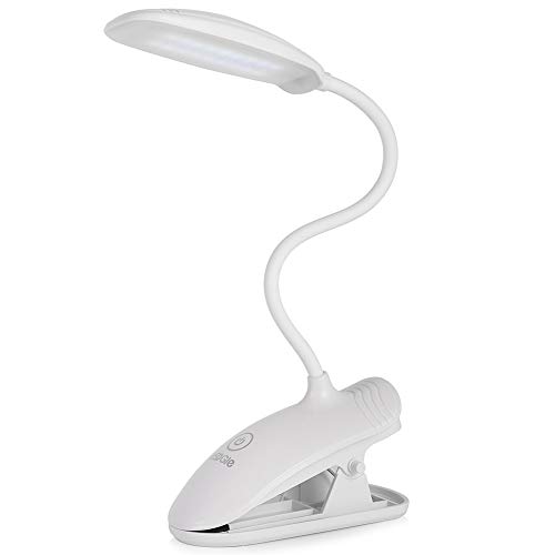 LEDGLE Lámpara Pinza, Lámpara Lectura, Luz de Lectura con Recargable Cable USB, Regulable de 8W Segura para la Vista, Cuello de Cisne Flexible para Lectores Noche, Ninos, Estudio, Cama, Viaje