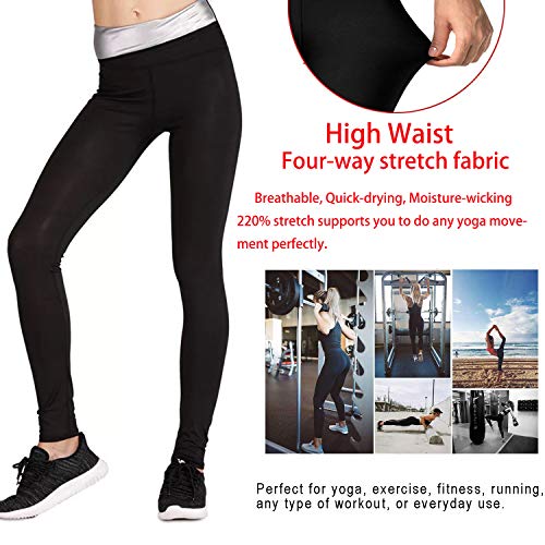 Leggins de Sudoracion Adelgazantes Mujer Fitness NANOTECNOLOGÍA, Leggins Anticeluliticos Push Up Cintura Alta, Mallas Reductoras, Pantalones Compresion Termicos Sauna, Deporte Yoga Running (S,Black)