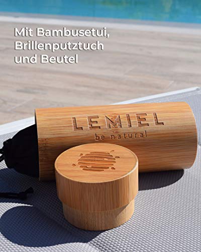 LEMIEL® Xavier ECO SUNGLASSES – Las mejores gafas de sol de madera retro de Alemania – polarizadas – UV400 – hombres y mujeres – Estuche de bambú – Compra una. Plant One