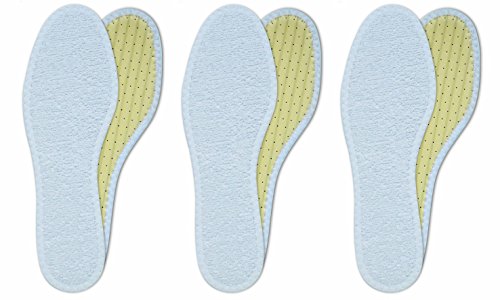 Lenzen 3 Pares de Plantillas de Rizo de Algodón I Usar sin Calcetínes I Suelas Lavables à Mano I Carbón Activo, Antiolor (42)