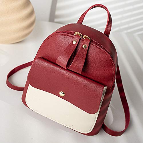 Leobtain Women Backpack Solid Color PU Adjustable Strap Crossbody Mini Stylish Trendy Bag Casual for Shopping