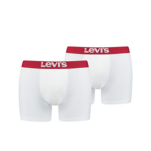 Levi's Levis Men Solid Basic Boxer 2P, Blanco (White/White 317), Medium (Pack de 2) para Hombre