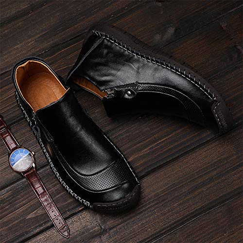 LIEBE721 Botas de Cuero Negro para Hombre Zapatos Náuticos para Hombre Zapatos de Invierno para Hombre Zapatos Cómodos para Hombre Talla 38-48