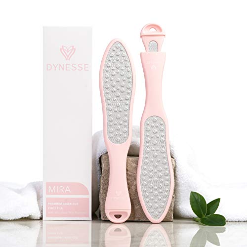 Lima de Pies Premium de Corte Láser con Mini Lima de Durezas de DYNESSE. Escofina Callos con Diseño Ergonómico. Limpiador Pies de Acero Inoxidable para Spa y Pedicura. Elimina las Pieles Muertas