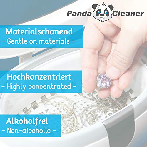 Limpiador ultrasónico PANDACLEANER® para baños de ultrasonidos: concentrado para gafas, joyas, productos dentales, oro, monedas, vidrio, relojes (a prueba de agua) y mucho más. | 1000ml