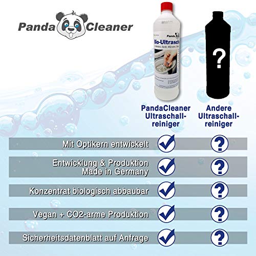 Limpiador ultrasónico PANDACLEANER® para baños de ultrasonidos: concentrado para gafas, joyas, productos dentales, oro, monedas, vidrio, relojes (a prueba de agua) y mucho más. | 1000ml