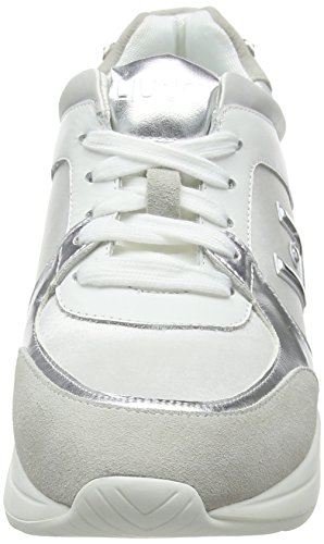 LIU JO Sneakers B18021T2039/10602 running miranda con logo zeppa 50 colore bianco in camoscio nylon, nuova collezione primavera estate 2018