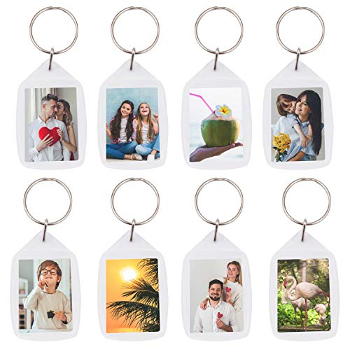 Llaveros de Fotos de Acrilico (50 Piezas) - 3,4 x 5,4cm Llavero en Blanco - Transparente Insertar Fotos Llaveros - plástico Fotos Personalizadas Llavero - Apto para Hombres y Mujeres