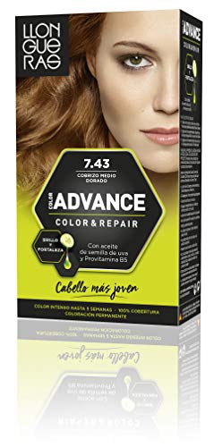 Llongueras Advance Tinte de Cabello Permanente Tono #7.43 Cobrizo Medio Dorado