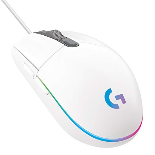 Logitech G203 LIGHTSYNC Ratón con iluminación RGB personalizable para gaming, 6 botones programables, sensor para gaming, seguimiento de hasta 8.000 dpi, peso ligero,G203 2ª Gen.,Blanco