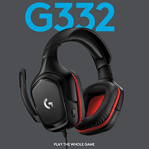 Logitech G332 Auriculares Gaming con Cable, Transductores 50 mm, Almohadillas Giratorias Cuero Sintético, 3, 5 mm Jack, Mic Volteable para Silenciar, Ligero, PC/Mac/Xbox One/PS4/Nintendo Switch