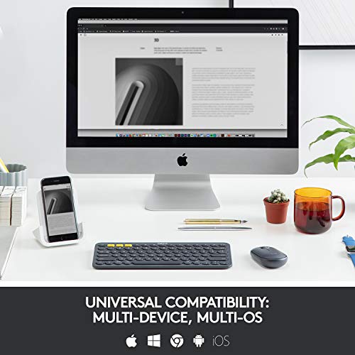 Logitech K380 Teclado Inalámbrico Multi-Dispositivos para Windows, Apple iOS, Android, Bluetooth, Diseño Compacto, PC/Mac/Portátil/Smartphone/Tablet/Apple TV, Disposición QWERTY Reino Unido, Negro