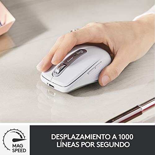 Logitech MX Anywhere 3 para Mac: Ratón compacto, Inalámbrico, Desplazamiento Magnético Ultrarrápido, Cualquier Superficie, Sensor 4000 DPI, Botones Personalizados, USB-C, Bluetooth - Gris claro