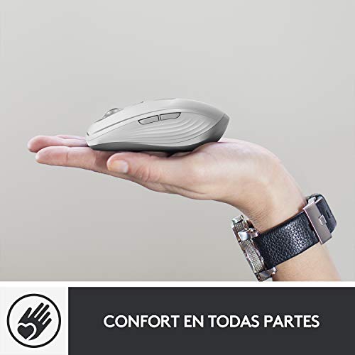 Logitech MX Anywhere 3 para Mac: Ratón compacto, Inalámbrico, Desplazamiento Magnético Ultrarrápido, Cualquier Superficie, Sensor 4000 DPI, Botones Personalizados, USB-C, Bluetooth - Gris claro