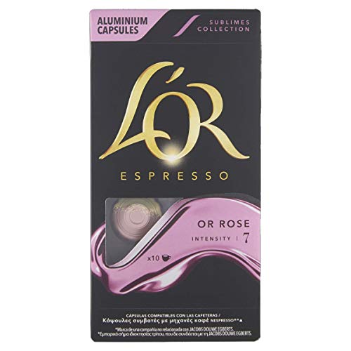 L'Or Espresso Café Or Rose Intensidad 7 - 100 cápsulas de aluminio compatibles con máquinas Nespresso (R)* (10 Paquetes de 10 cápsulas)