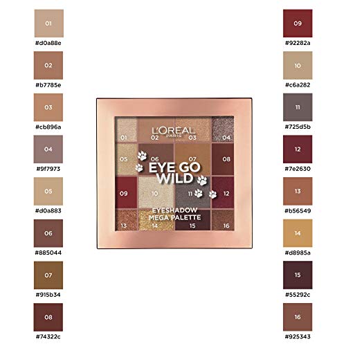 L'Oreal Paris Make-up Designer Palette de Sombras Eye go Wild, 16 Tonos 29.6 g