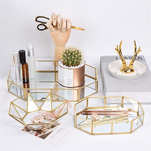 Los organizadores cosméticos Caja de almacenamiento cosmética - Placas pendientes del collar de cristal de oro cosmética bandejas de belleza maquillaje organizador de la joyería pulsera de contenedore