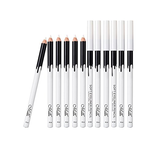 Lote 12pcs Lápices Palo Resaltador de Sombra de Ojo Eyeliner Impermeable Duradero Blanco