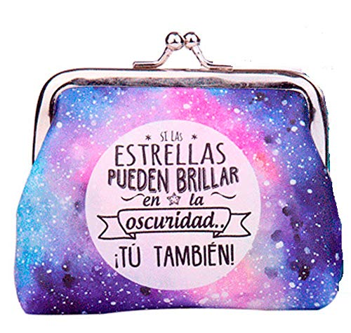 Lote 24 Monederos Universo Galaxia con Frases - Monederos Originales Detalles de Bodas, Bautizos, Comuniones, Cumpleaños y Eventos