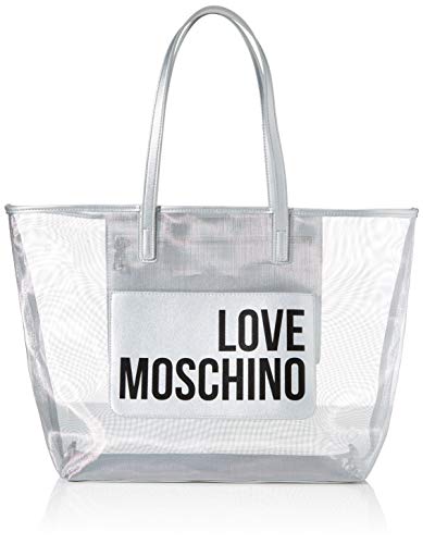 Love Moschino Jc4245pp0a, Bolso tipo tote para Mujer, Plateado (Silver Fabric), 48x32x12 Centimeters (W x H x L)