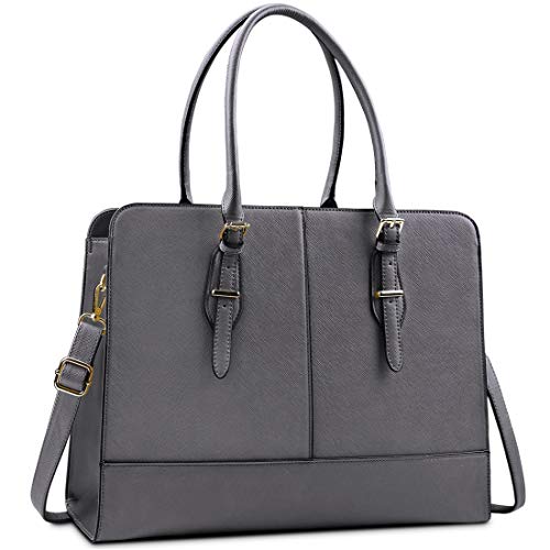 Lubardy Bolso Mujer Impermeable Bolsos Bandolera Grande Bolso Ordenador 15.6 pulgadas Gran Capacidad Bolsa Tote Shopper Gris